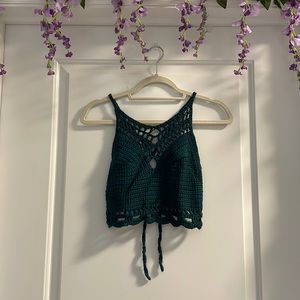 Dark Teal Crochet Festival Top